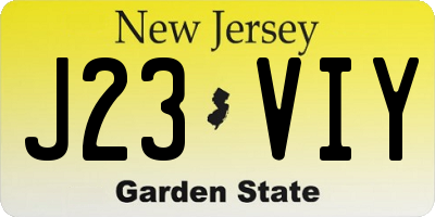 NJ license plate J23VIY