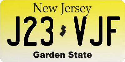 NJ license plate J23VJF