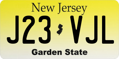 NJ license plate J23VJL