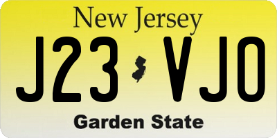 NJ license plate J23VJO