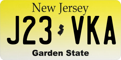 NJ license plate J23VKA
