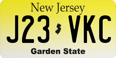 NJ license plate J23VKC