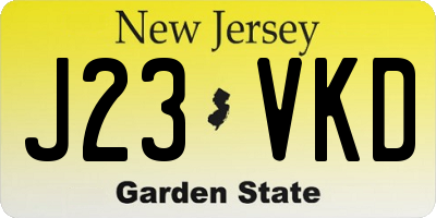 NJ license plate J23VKD