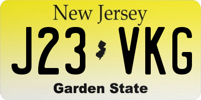 NJ license plate J23VKG