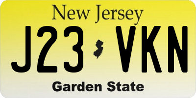 NJ license plate J23VKN