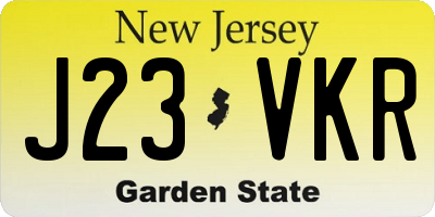 NJ license plate J23VKR