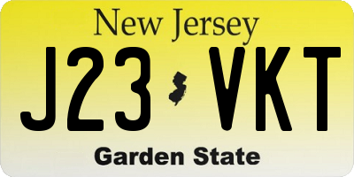 NJ license plate J23VKT