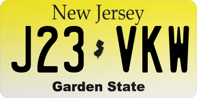 NJ license plate J23VKW