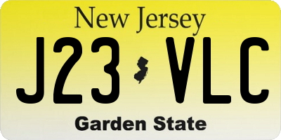 NJ license plate J23VLC
