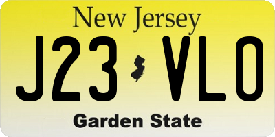 NJ license plate J23VLO