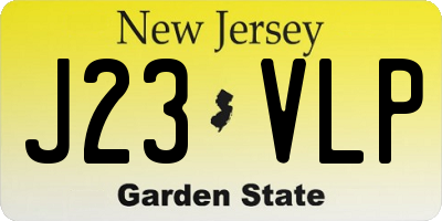 NJ license plate J23VLP