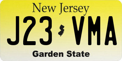 NJ license plate J23VMA