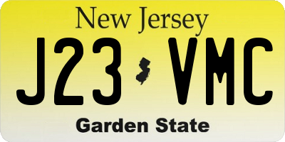 NJ license plate J23VMC