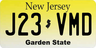 NJ license plate J23VMD