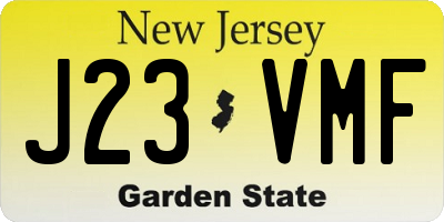 NJ license plate J23VMF