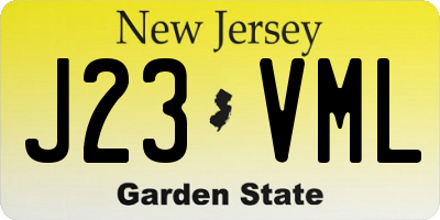 NJ license plate J23VML