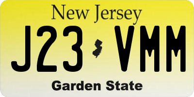 NJ license plate J23VMM
