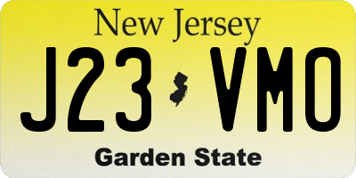 NJ license plate J23VMO