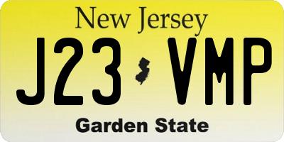 NJ license plate J23VMP
