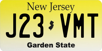 NJ license plate J23VMT