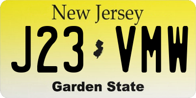 NJ license plate J23VMW