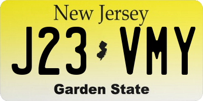 NJ license plate J23VMY