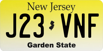 NJ license plate J23VNF