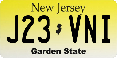 NJ license plate J23VNI