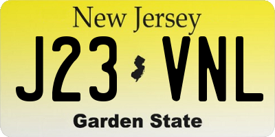 NJ license plate J23VNL