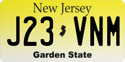 NJ license plate J23VNM