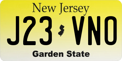 NJ license plate J23VNO