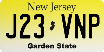 NJ license plate J23VNP