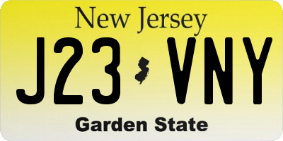 NJ license plate J23VNY