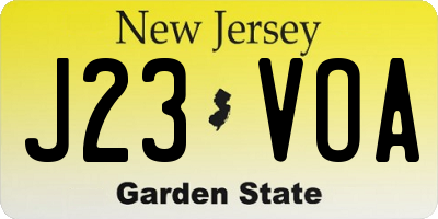 NJ license plate J23VOA