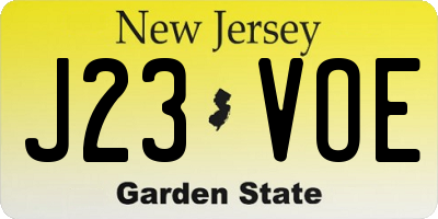 NJ license plate J23VOE