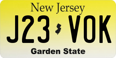NJ license plate J23VOK