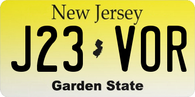 NJ license plate J23VOR