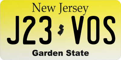 NJ license plate J23VOS