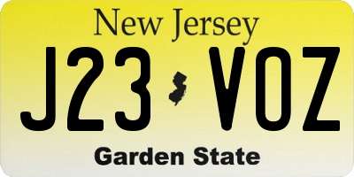 NJ license plate J23VOZ