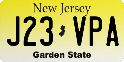 NJ license plate J23VPA