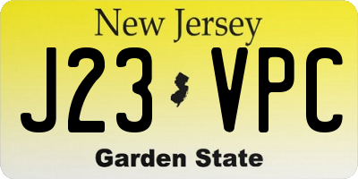 NJ license plate J23VPC