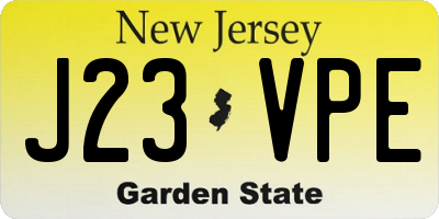 NJ license plate J23VPE