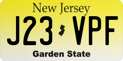 NJ license plate J23VPF