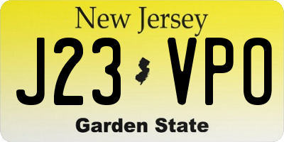 NJ license plate J23VPO