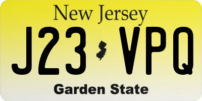 NJ license plate J23VPQ