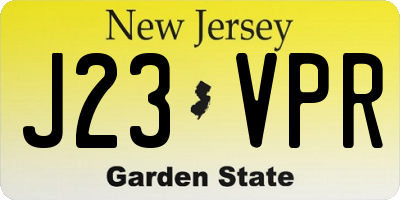 NJ license plate J23VPR