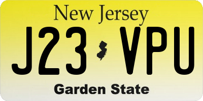 NJ license plate J23VPU