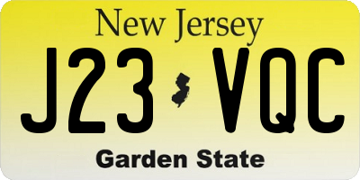 NJ license plate J23VQC
