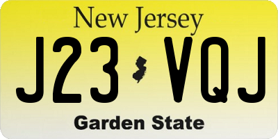 NJ license plate J23VQJ