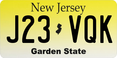 NJ license plate J23VQK